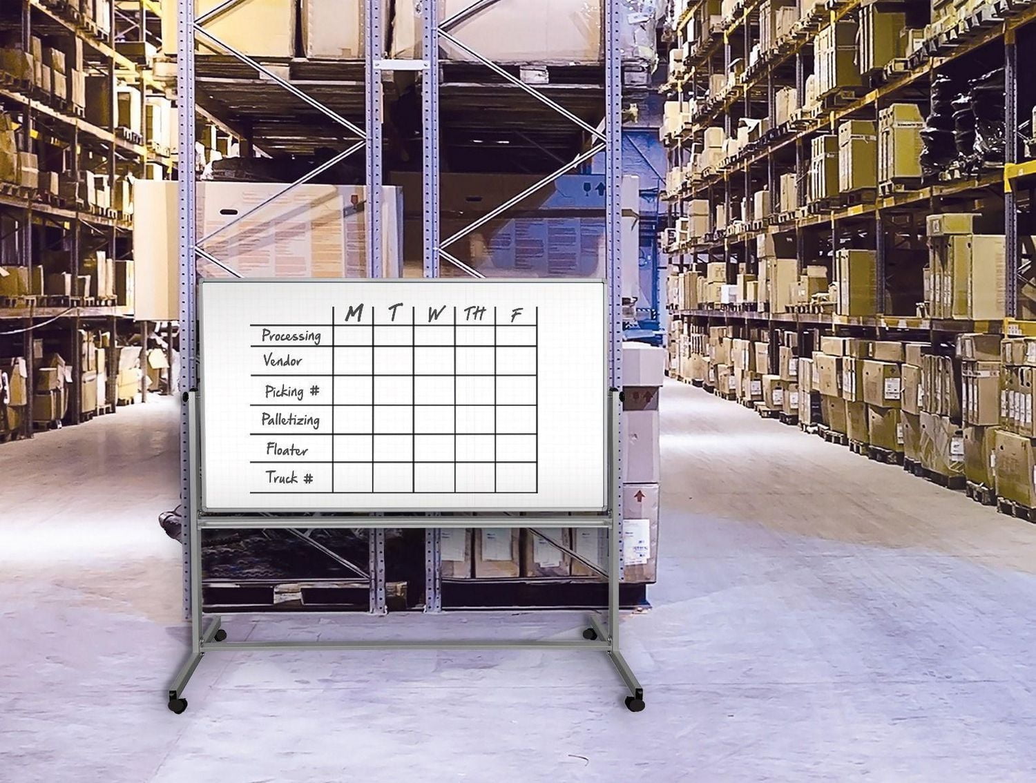 Luxor Tableau Blanc Magnétique Mobile 72" x 40"