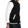 thumbnail image 6 of Men's Classic Snap Button Vintage Baseball Letterman Varsity Jacket (Black White,M), 6 of 6