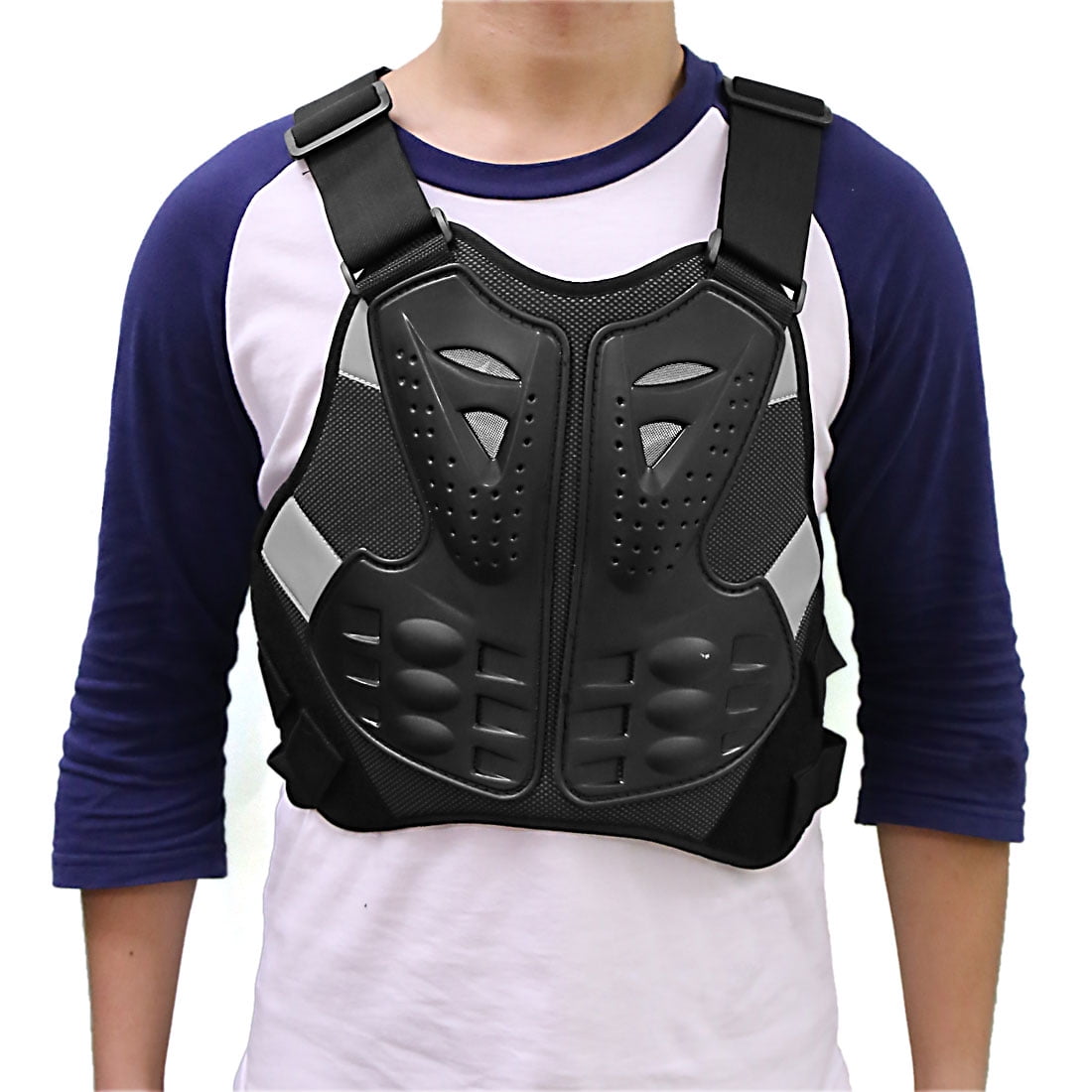 PELLOR Sports Chest Protector Vest Anti-Fall Gear Back Spine Motorcycle Jacket Motocross Body Guard Vest Black Sleeveless Adjustable 