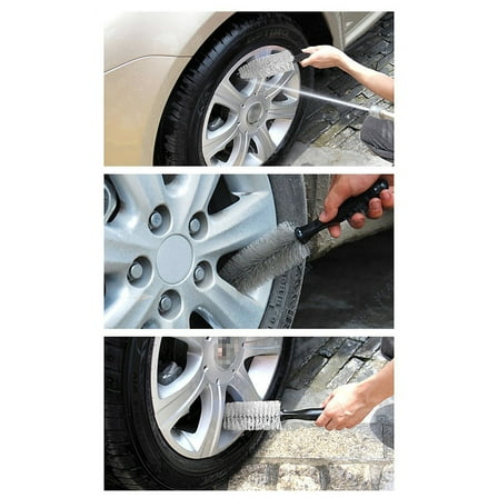 HOOWIFFY Wheel Detailing Brush for Tire Cleaning Black PP for Car Enthusiasts 1Set