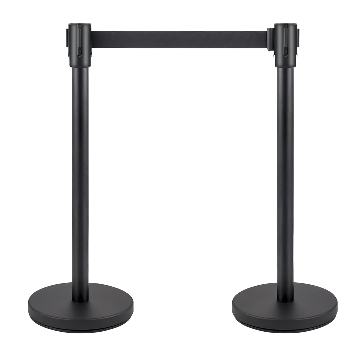 ChaoLink 2 Packs Black Crowd Control Stanchions with Retractable Belts – 6.5 ft Height Barriers for Store Queues Easy Assembly