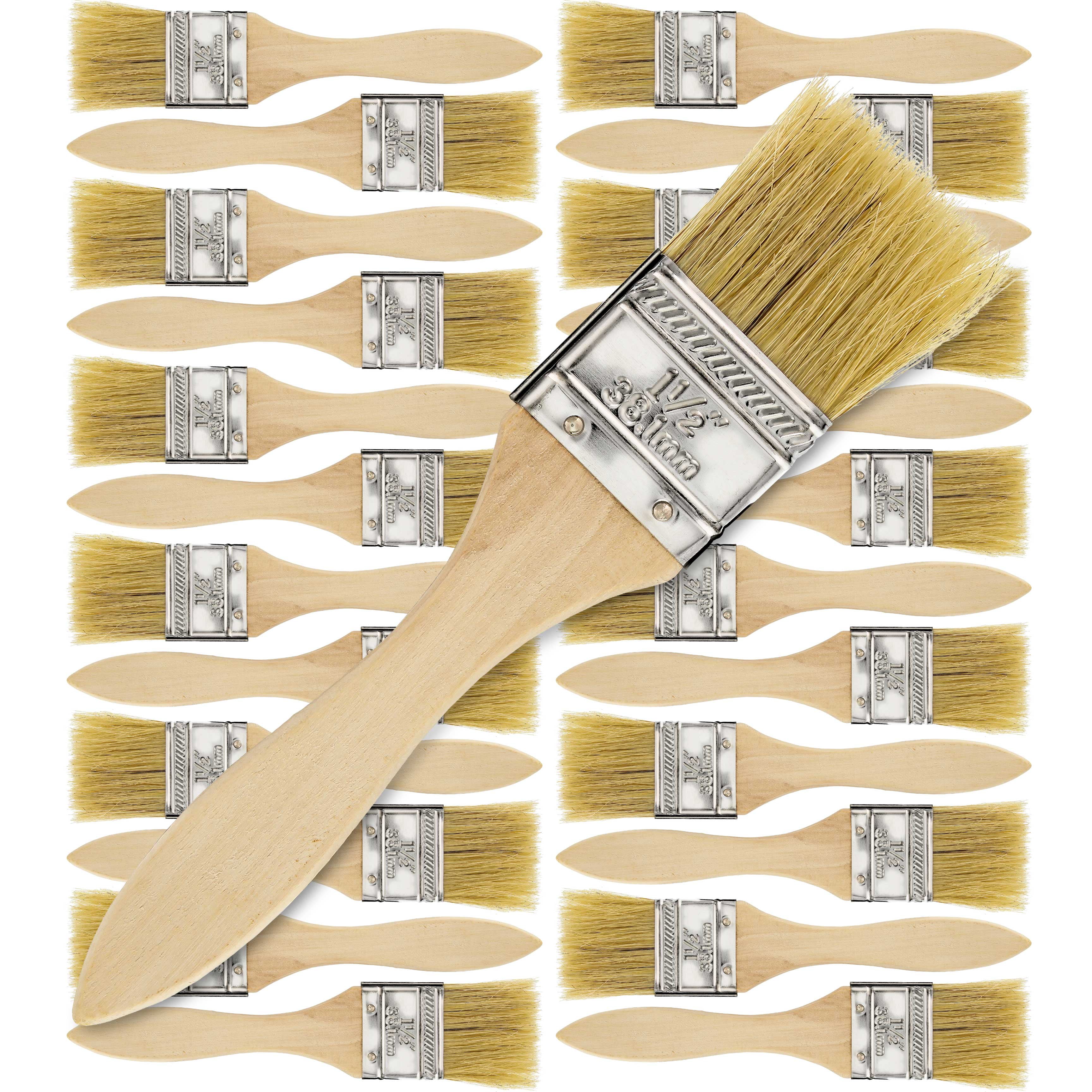 US Art Supply 24 Pack of 11/2 inch Paint and Chip Paint Brushes for Paint, Stains, Varnishes