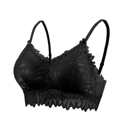 

KDDYLITQ Womens BraLace Comfort Seamless Full Coverage Everyday Padded Bralette Black F