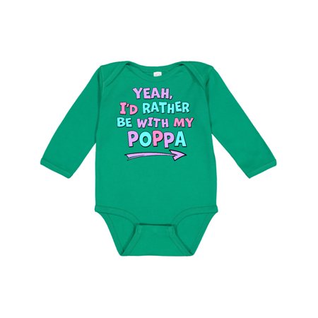 

Inktastic Yeah I d Rather be with My Poppa in Pink Blue and Purple Gift Baby Boy or Baby Girl Long Sleeve Bodysuit