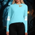 thumbnail image 3 of enyan Halloween Womens Shirt Long Sleeve Pumpkin T Shirt Funny Ghost Graphic Tee Fall Tops Women’s Halloween Shirt Sky Blue,S, 3 of 7