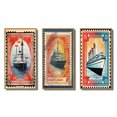 thumbnail image 2 of Designart « Vintage RMS Titanic Postal Stamp II » Bateau Ensemble d'Art Mural Encadré de 3 - Ensemble de Cadres Modernes Rouges pour Mur de Galerie pour Déco Maison, 2 of 6