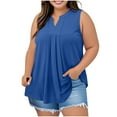 thumbnail image 3 of Htigea Womens Plus Size Tank Tops Summer Sleeveless Henley T-Shirts Tops Casual Button Down Tunics Shirts Blue,3XL, 3 of 6