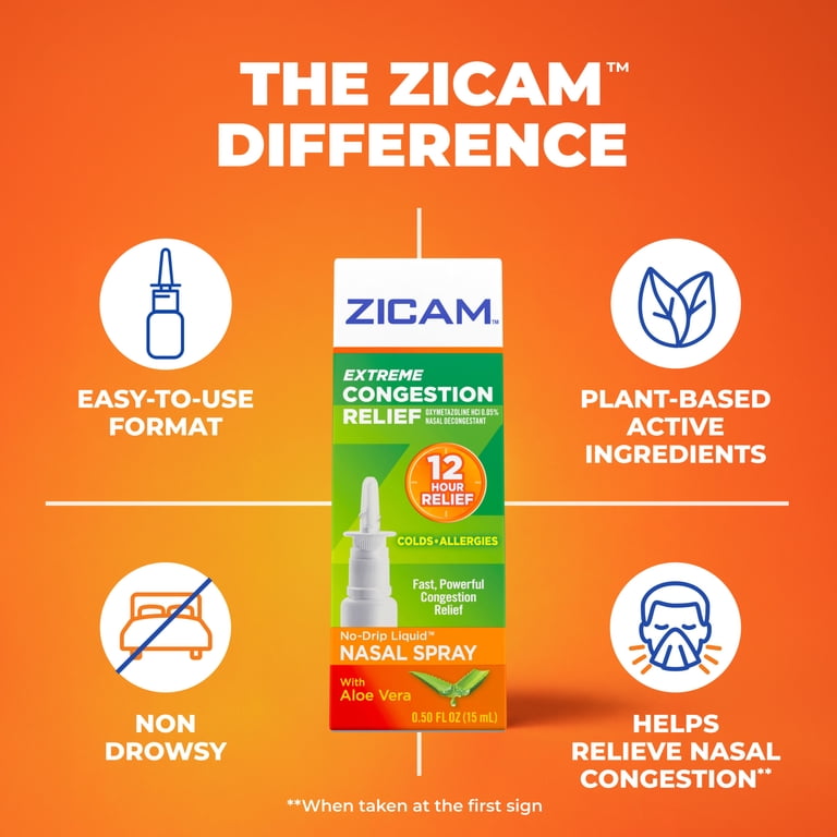 2 pack) Zicam Extreme Congestion Relief Nasal Spray with Aloe Vera