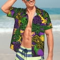 thumbnail image 4 of Uemuo Mardi Gras7 Printed Regular Fit Short Sleeve Casual Hawaiian Shirt for Men,Aloha shirt,Tropical shirt,Floral print shirt,Vacation Beach shirt-, 4 of 9