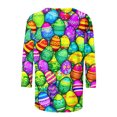 thumbnail image 5 of Daisyyozoid Chandail Amusant de Pâques pour Femmes, T-Shirt Décontracté à Imprimé d'Oeufs Colorés, Extérieur, Quotidien, Vacances, Manches 3/4, Col Ras du Cou, Vêtement, 5 of 5