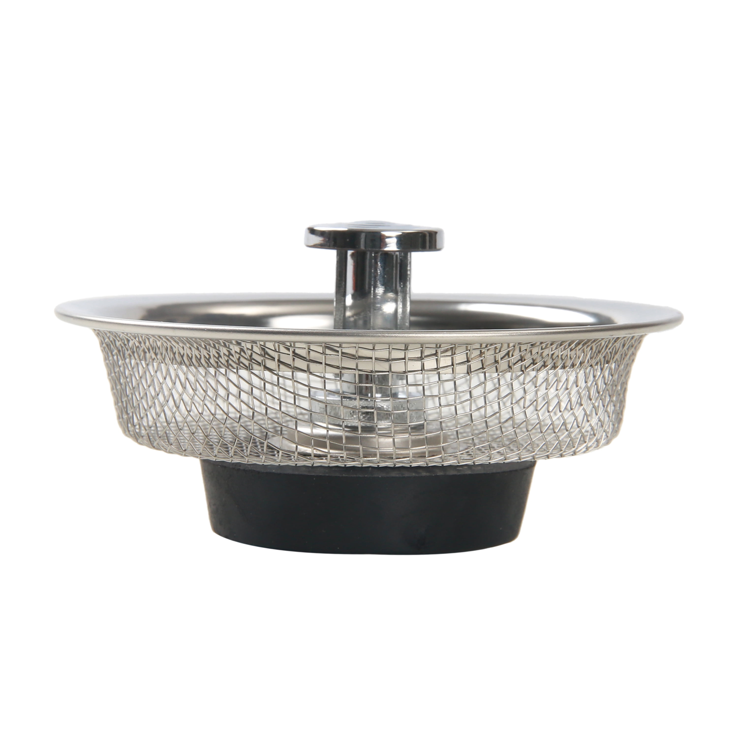 (3 pack) Mainstays Stainless Steel Mesh Sink Strainer with Rubber Stopper Silver