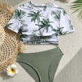 thumbnail image 5 of Girls Bikini Swimsuit Summer Coconut Tree Print Two Piece for Big Kids and Fashionable Swimwear Comfort Fit Army Green 9 Years-10 Years, 5 of 7