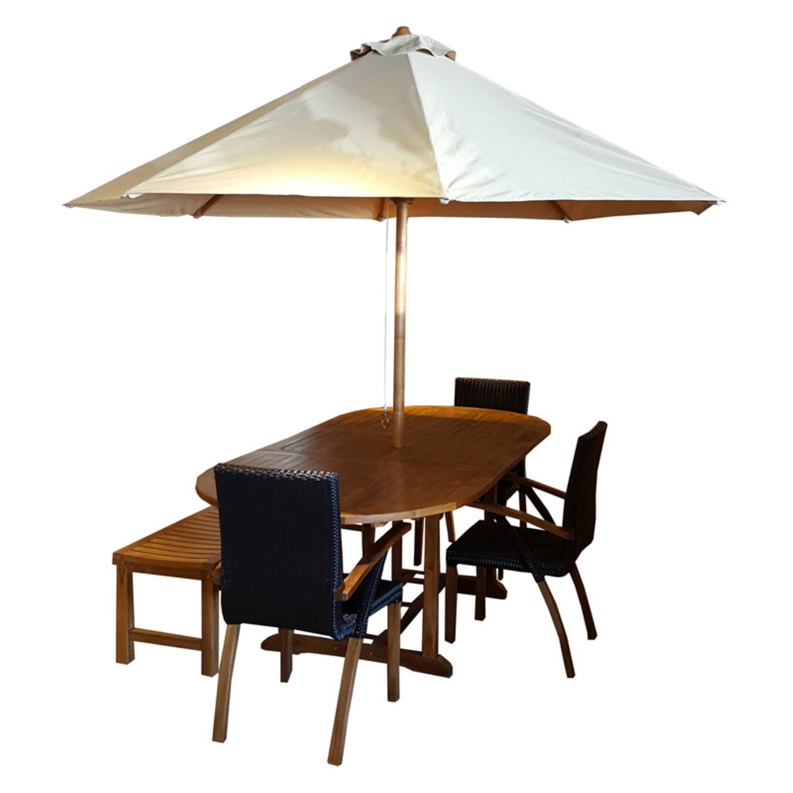 Chic Teak 10 Ft Crank Lift Teak Wood Patio Umbrella Walmart Com Walmart Com