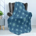 thumbnail image 4 of Blue Mandala Soft Flannel Fleece Blanket, Repetitive Intricate Round Motifs Floral Inspired Illustration, Cozy Plush for Indoor and Outdoor Use, 50" x 70", Baby Blue and Multicolor, by Ambesonne, 4 of 5