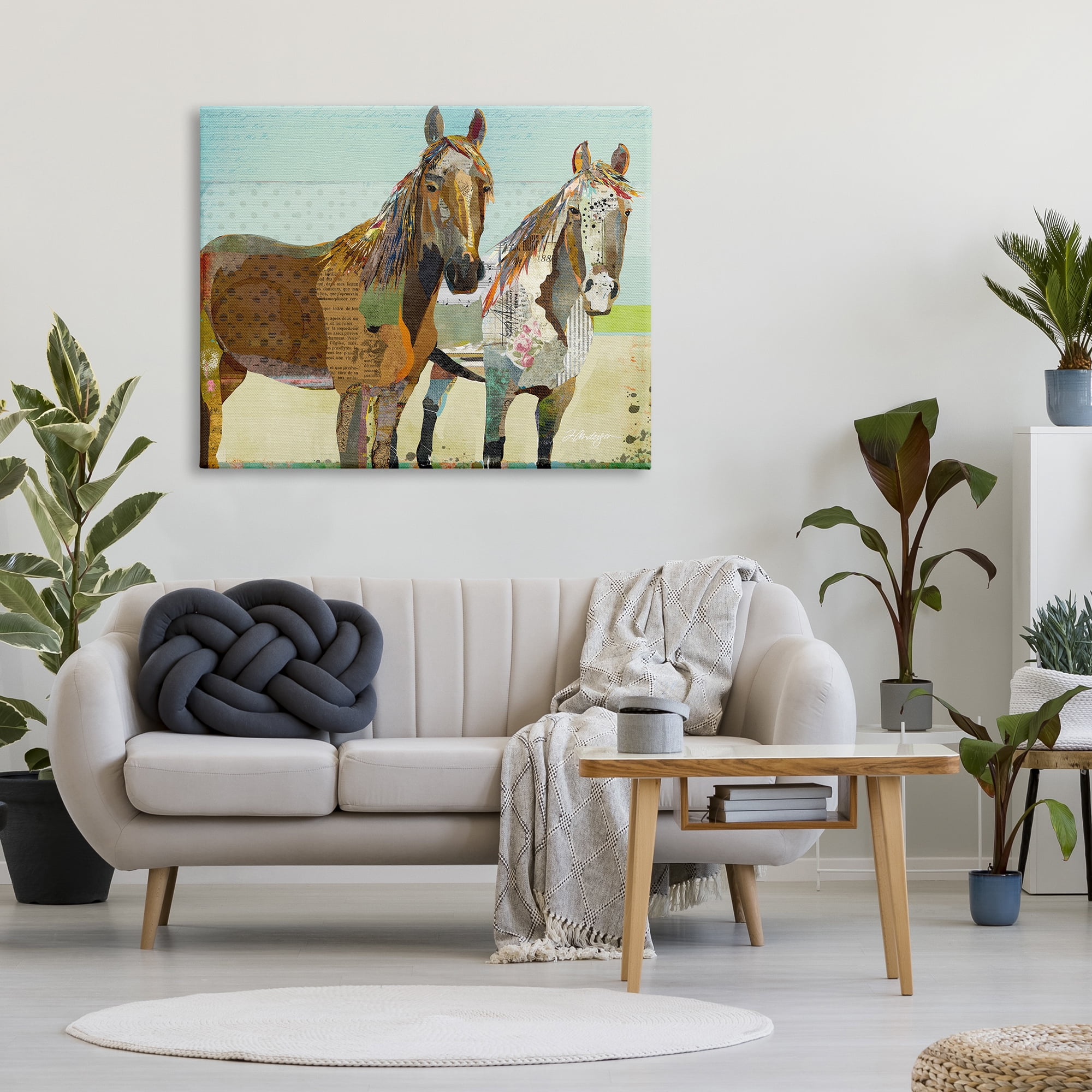 Stupell Industries Wild Farm Horses Layered Newsprint Collage Arrangement Graphic Art Gallery Wrapped Canvas Print Wall Art, Design by Traci Anderson