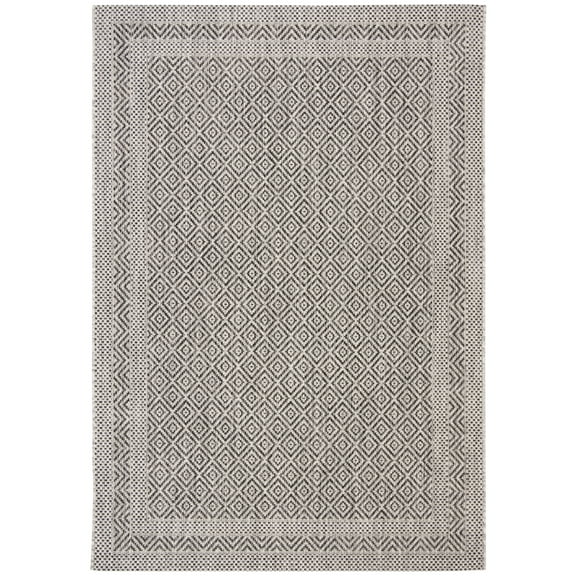 SAFAVIEH Courtyard Marisa Border Indoor/Outdoor Area Rug, 8' x 11', Grey/Black