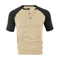 thumbnail image 4 of Krdevn Men's Color Blocked Button Open Neck Pineapple Grid Raglan Sleeves for Men Casual Loose Sports Business Short Sleeved T Shirt,3XL, 4 of 5