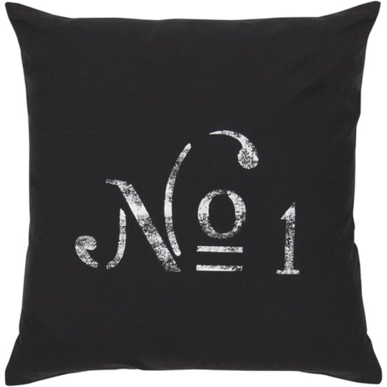 18" Black and White Distressed "No 1" Decorative Throw Pillow