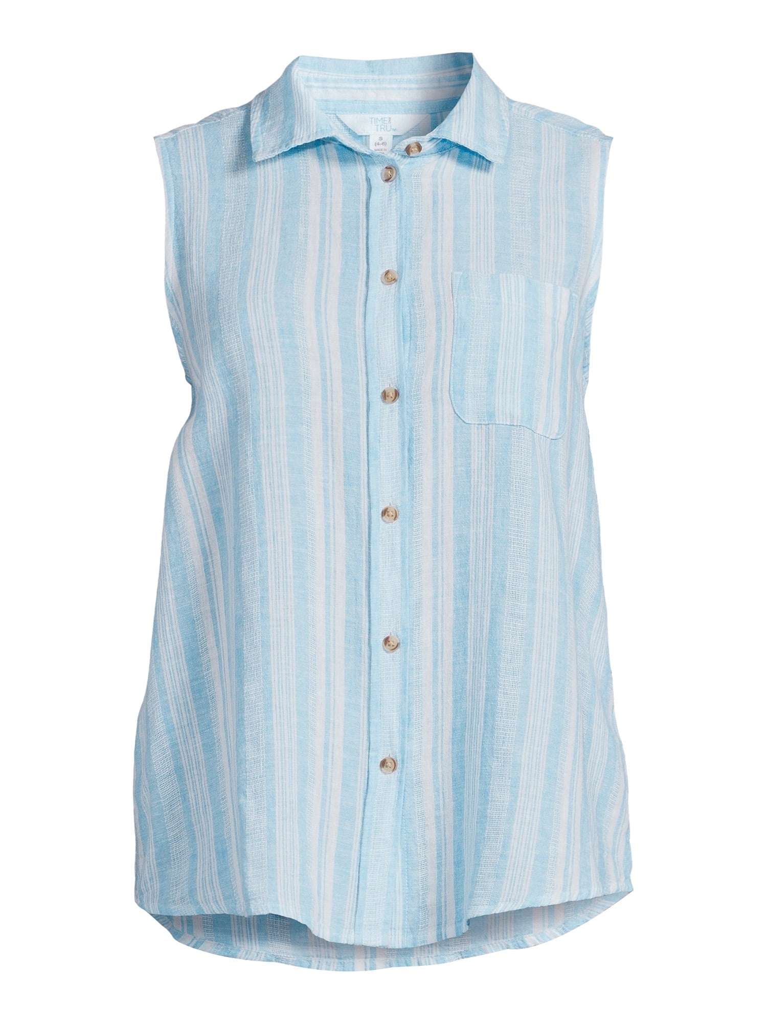 Time and Tru Women's Sleeveless Button-Down Shirt