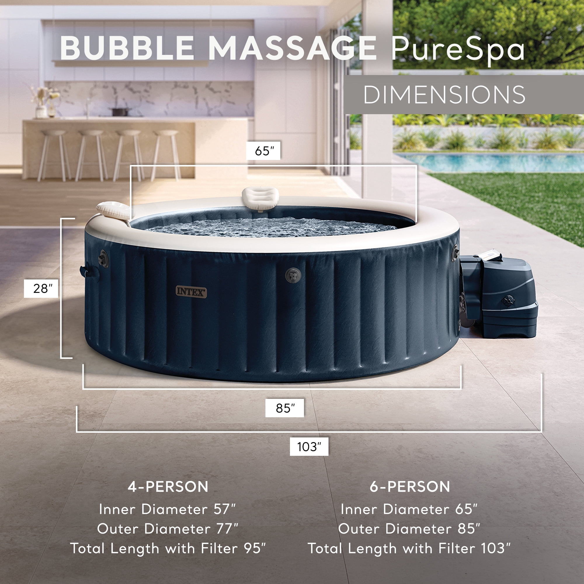 INTEX 28431EH PureSpa Plus Bubble Massage Spa Set with Energy Efficient Cover, 85" x 28"