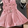 thumbnail image 5 of Hotiary Toddler Baby Girls Sleeveless Denim Dress Summer Sundress Lapel Button Down Pocket Jean Waistcoat Dress Kids Casual New Korean Version Playwear Clothes Pink for 2-10Y, 5 of 7