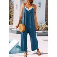 thumbnail image 5 of Womens Casual Jumpsuits Loose Overalls Summer Sleeveless Stretchy Wide Leg Long Pants Romper with Pockets Mineral blue M, 5 of 8