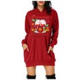 thumbnail image 2 of WEAIXIMIUNG Sweatshirts pour Femmes Décontracté Col Rond Poche Imprimé Verre de Noël Hoodie, 2 of 3