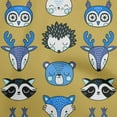 thumbnail image 1 of oneOone Viscose Chiffon Dark Mustard Fabric Cute Animal Face Pattern Sewing Craft Projects Fabric Prints By Yard 42 Inch Wide, 1 of 1