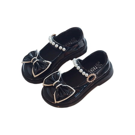 

Daeful Kids Princess Shoe Comfort Mary Jane Sandals Ankle Strap Flats Casual Closed Toe Dress Shoes Girls Non-slip Pumps Black 13little kids