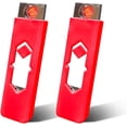 thumbnail image 1 of 2Pcs Electronic Lighter USB Rechargeable Lighter Windproof Lighter Flameless Lighter Ignition USB Lighter (Red), 1 of 6