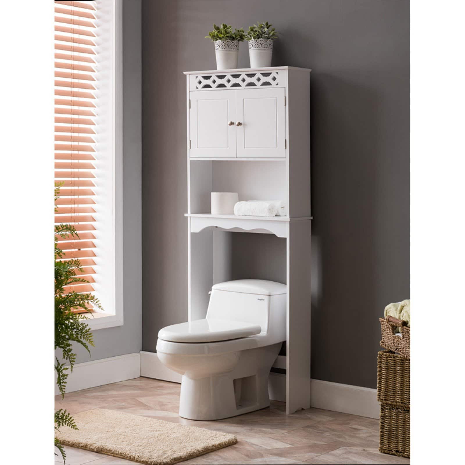 Furniture Bm1133 Wood Bathroom Rack, Solid Wood Free Standing Over The Toilet Storage Cabinet