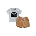 thumbnail image 2 of Aojekbee Toddler Boy Summer Outfit Rainbow Embroidery Short Sleeve T-Shirt with Solid Color Shorts 2 Pcs Set, 2 of 10