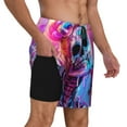 thumbnail image 2 of Lukts Neon Skull With Milkshake Print Mens Swim Trunks Swim Shorts Quick Dry Bathing Suits for Men Beach Shorts Mesh Lining Swimming Trunks ,Bathing Suit-XX-Large, 2 of 6