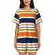 thumbnail image 1 of Fotbe Colorful Pastel Stripes Conjunto de Pijama Estampado para Mujer, 2 Piezas, Ropa de Dormir con Camiseta de Manga Corta y Shorts Suaves-Medium, 1 of 6