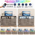 thumbnail image 4 of Modern Wood Dresser, 55" Wide 6 Drawer Chest with LED Light & Built-in Power Outlets for Bedroom, Living Room & Hallway, 4 of 8