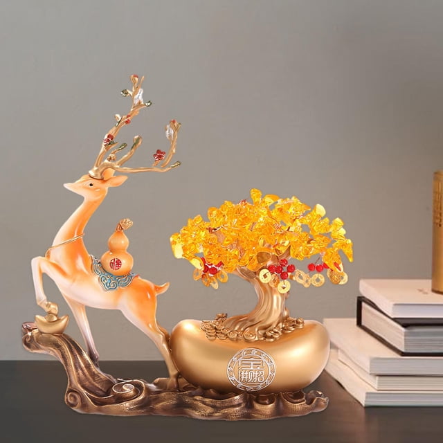 Adorno De Escritorio BLESIY Estatuilla Decorativa De Ciervo Resina Naranja