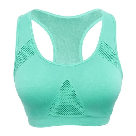 

Wuffmeow Women Sports Bra Mesh Breathable Bra Push Up Padded Running Fitness Top