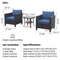 thumbnail image 7 of Ovios 3 Pieces Outdoor Patio Furniture All-Weather Bistro Set with Coffee Table and Wicker Chairs for Garden Balcony Backyard Yard, 7 of 7