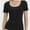 Black, variant on Women's Summer Scoop Neck Short Sleeve T-Shirts Ribbed Knit Slim Fitted Casual Basic Top