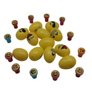 Pre-Filled Plastic Easter Emoticon Eggs with Emoticon Stampers, Ideal for Hunt and Baskets, Prize Box Toys for Classroom, Party Favors for Birthday, Holiday, School, Hunting Supplies, 12 PCs.