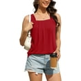 thumbnail image 6 of Fantaslook Tank Tops for Women Pleated Square Neck Sleeveless Summer Tops Curved Hem Flowy Shirts, 6 of 10
