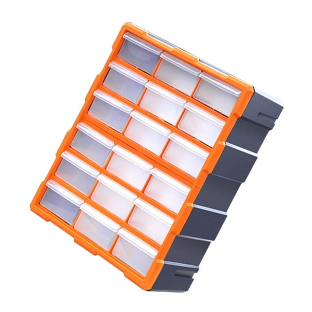 Lipstore Drawers Storage Cabinet Organizer Container Wall Mounted Practical Tools Box for Orange 18 Drawers