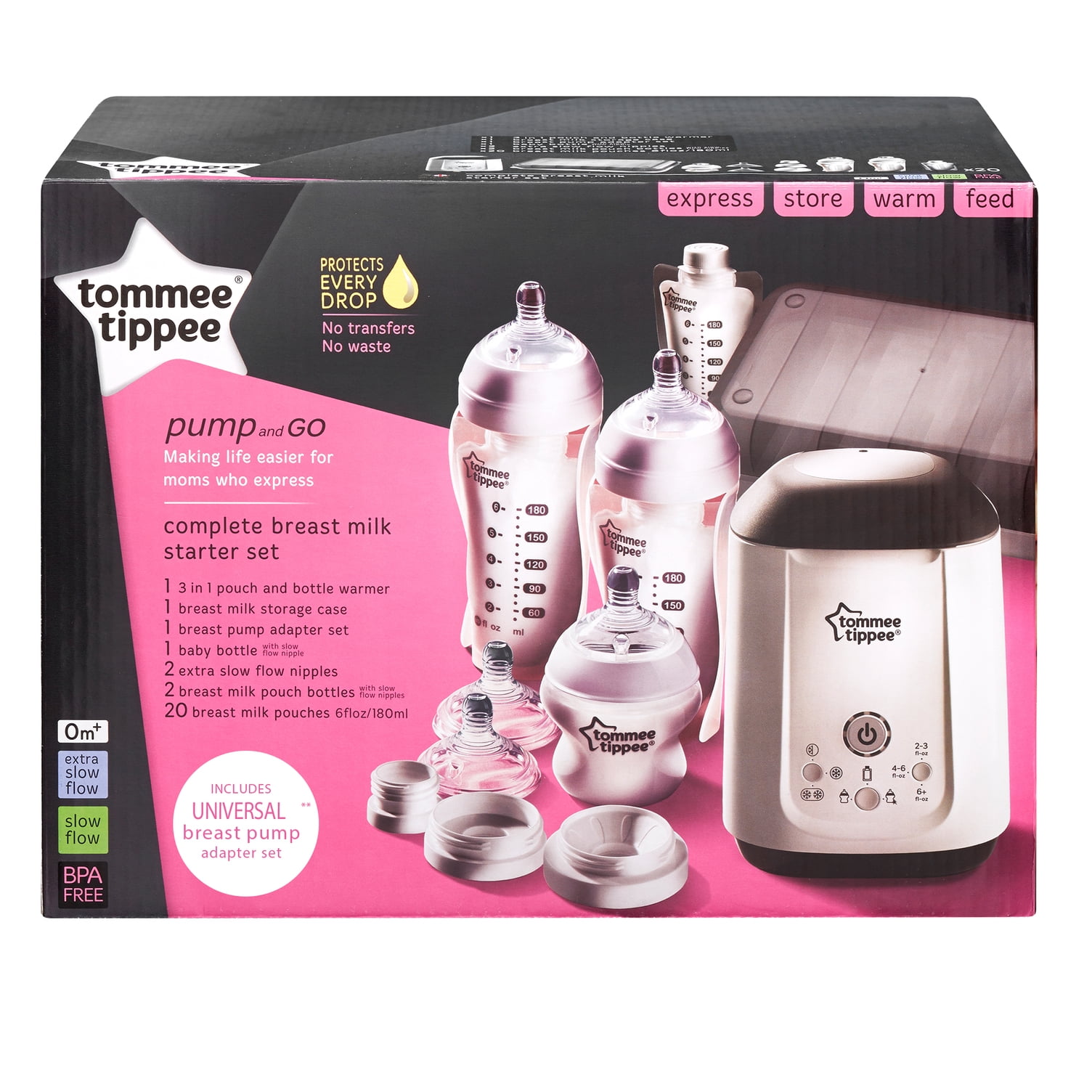 tommee tippee pump & go complete breast milk set