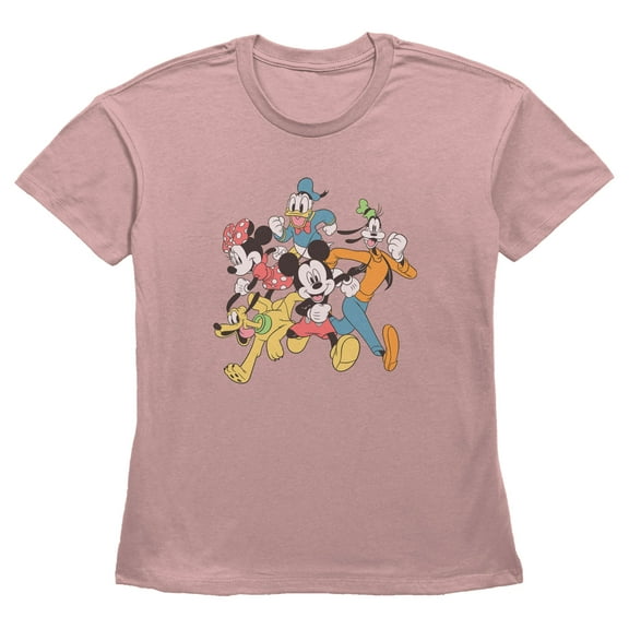Women's Mickey & Friends Retro Run Group Graphic Tee Desert Pink X Small