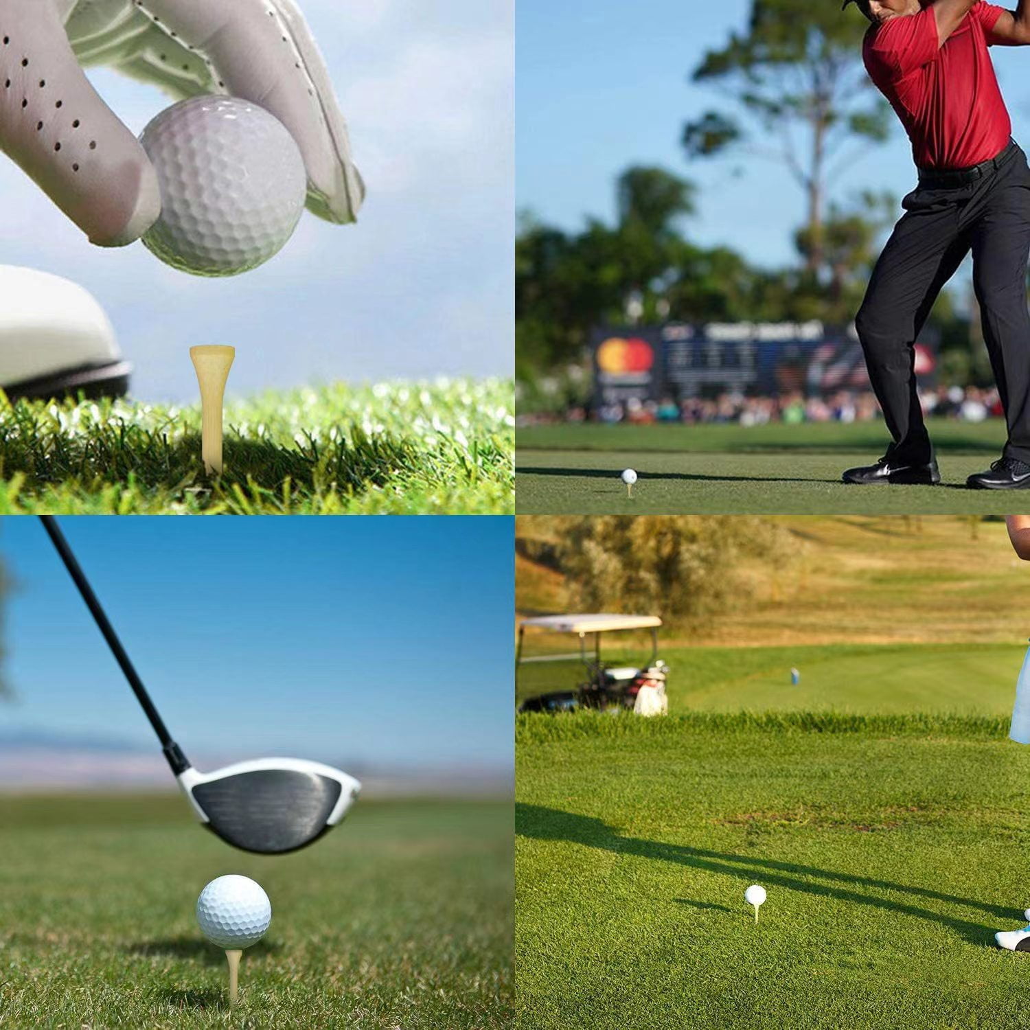 Bamboo Golf Tees 100 PCS, 42mm/54mm/70mm/83mm Length, Durable Golf Tees for Golf Course