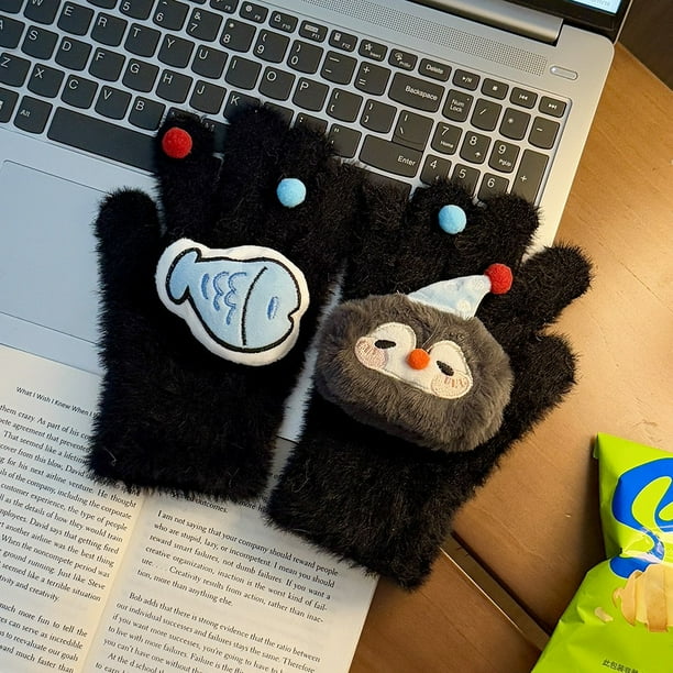 Guantes de terciopelo de invierno, guantes gruesos y cálidos, guantes para mujer, guantes para exteriores a prueba de frío, guantes para mujer