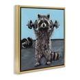 thumbnail image 4 of Fitness Raccoon with Weights Gold Framed Floater Canvas Wall Art, design by Studio Bautista, 4 of 10
