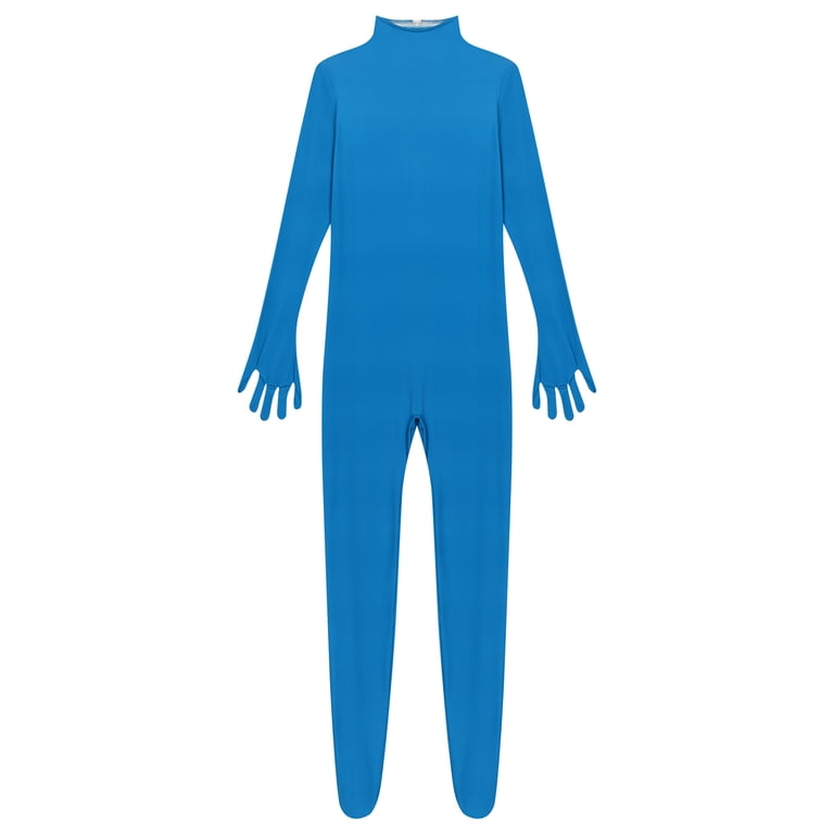 【80】即納Bodysuit (sky blue) ハウスオンザヒル YONGHS Mens Spandex Open Face Zentai Suit Costume Back Zipper