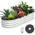 thumbnail image 1 of Jardin Surélevé Galvanisé 8x2x2 Pi, Bac de Plantation Extérieur en Métal de 24 Po de Hauteur avec Base Ouverte, Robuste et Résistant à la Rouille, pour Légumes, Fleurs et Fines Herbes, Blanc, 1 of 1