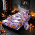 thumbnail image 2 of Homewish Halloween Ghost Pumpkin Twin Sheets, Spider Web Bedding, Purple Orange Black, 3pcs (1 Flat Sheet, 1 Fitted Sheet and 1 Pillowcase), 2 of 6